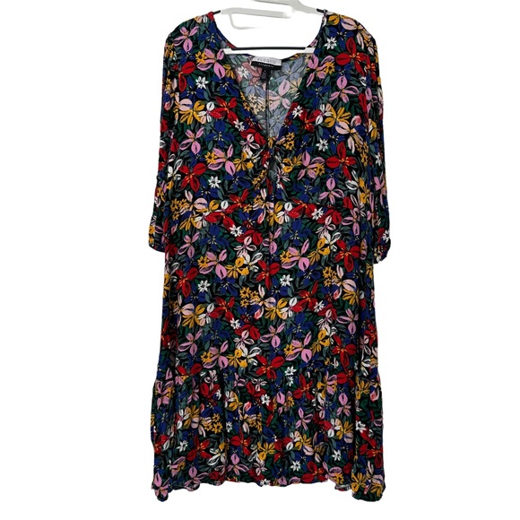 Eloquii Dresses & Skirts - ELOQUII Elements Women's Plus Size Knot Front Floral Print Flounce Dress Size 16
